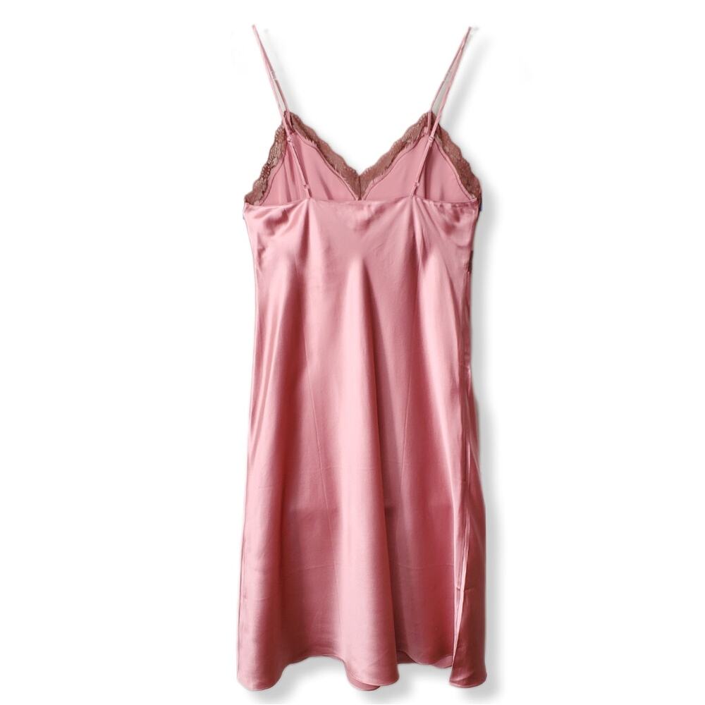Pink Brown Silk Satin Lace Slip Dress M Retro Lingerie Coquette Romance Y2K 2016 - Picture 3 of 11